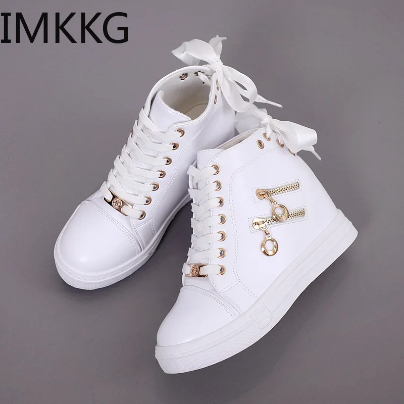 Women Sneakers 2021 Women Casual Shoes Zipper Height Increasing