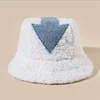 Women Appa Bucket Hat Lamb Wool Hat Winter Warm Fishing Caps Faux Fur Arrow Symbol Printed Bucket Hat for Men Tide Flat Top Hats 4