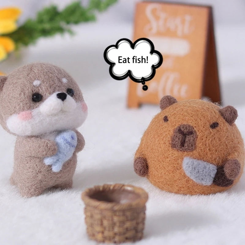 Needle Felting Set Capybara Felting Starter Kits with Poke Needle and Instructions Supplies DIY Craft needle felting kit needle felting painting kit