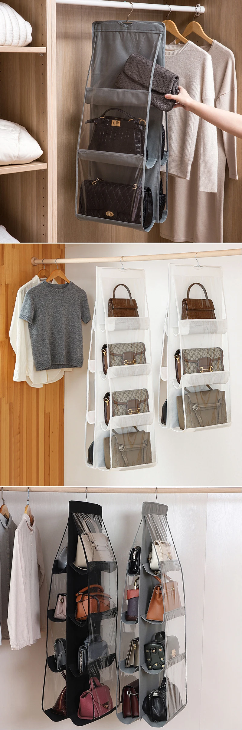 Description Picture 4 of itemHanging Storage Bag Bedroom Closet Foldable Waterproof Transparent Storage Dust Bag Sundry Shoe Bag with Hanger Pouch Storage