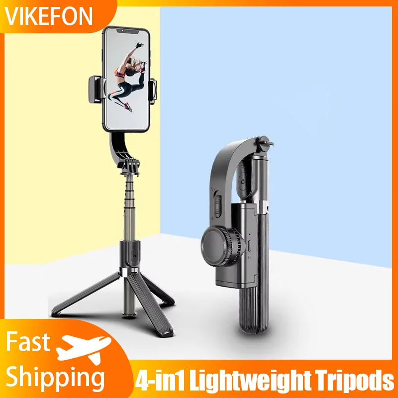 4-in1 Lightweight Tripods Portable Handheld Gimbal Anti-shake Phone Selfie Stick Holder Smartphones Stand for Sports Livestream