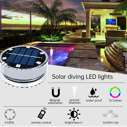 태양 LED 풀 빛 RGB 색상 변경 수중 태양 벽 램프 방수 장식 조명 연못 분수 수족관 파티오 5