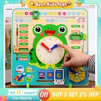 Montessori Toys Wooden Frog Calendar Baby Weather Season Clock Time Cognition Preschool Early Education Teaching Kids Toys Gift 1