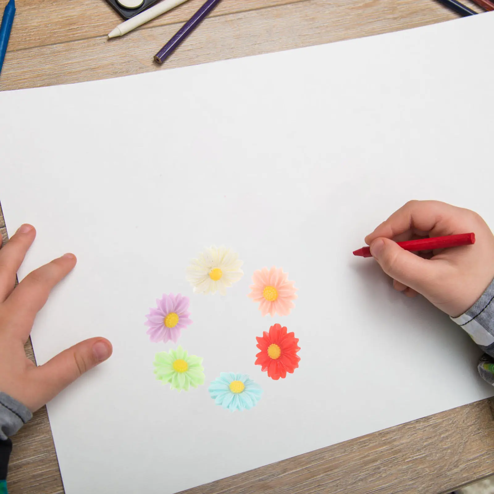 30개 레진 꽃 모양 푸시핀 데이지 써머핀 장 게시판 코르크보드 달력 여행 사진 할 일 목록