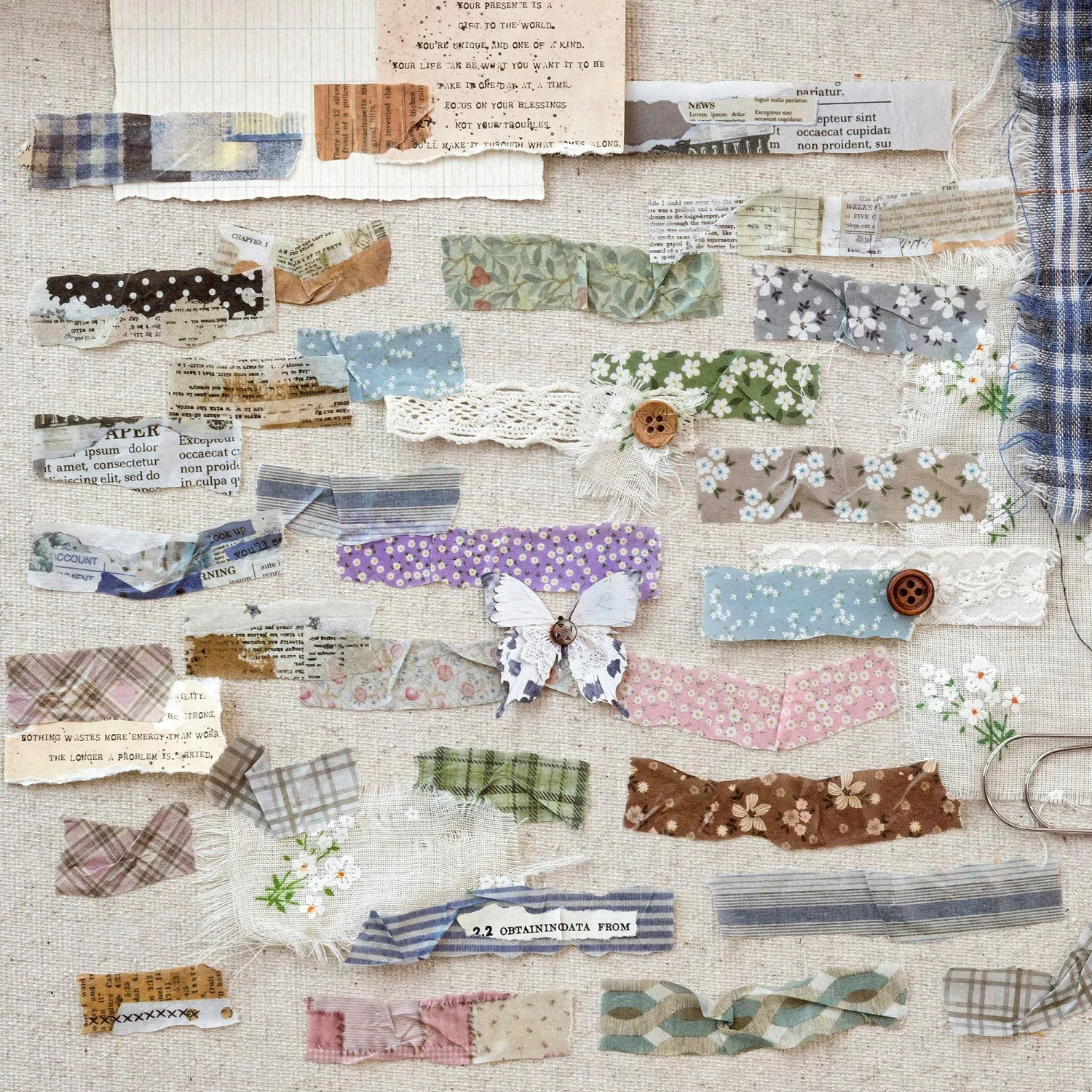 20개 빈티지 와시 스티커, 레트로 찢어진 종이 가장자리 스트립, 저널링, 불렛 저널, 플래너용 미적 감각의 스크랩북 데칼