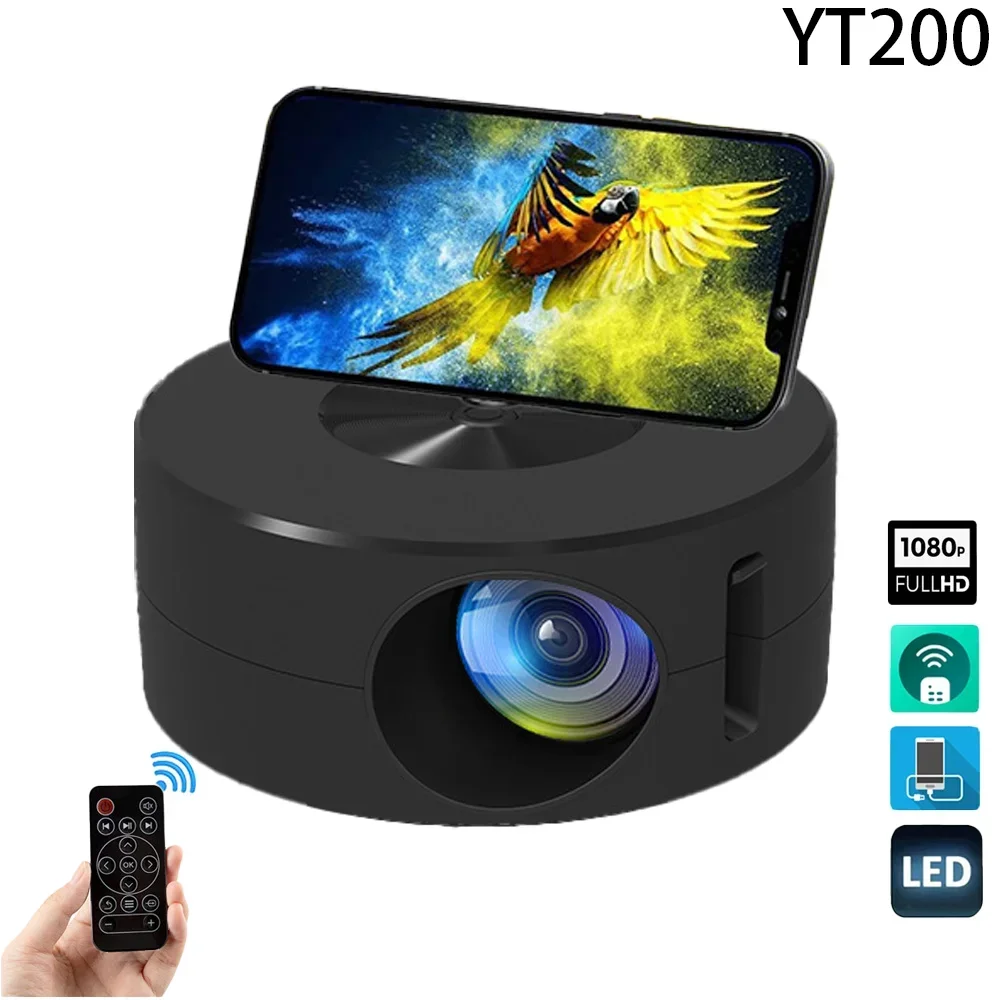 

YT200 LED Mobile Video Mini Projector Home Theater Media Player Kids Gift Cinema Wired Same Screen Projector Home Theater Projec