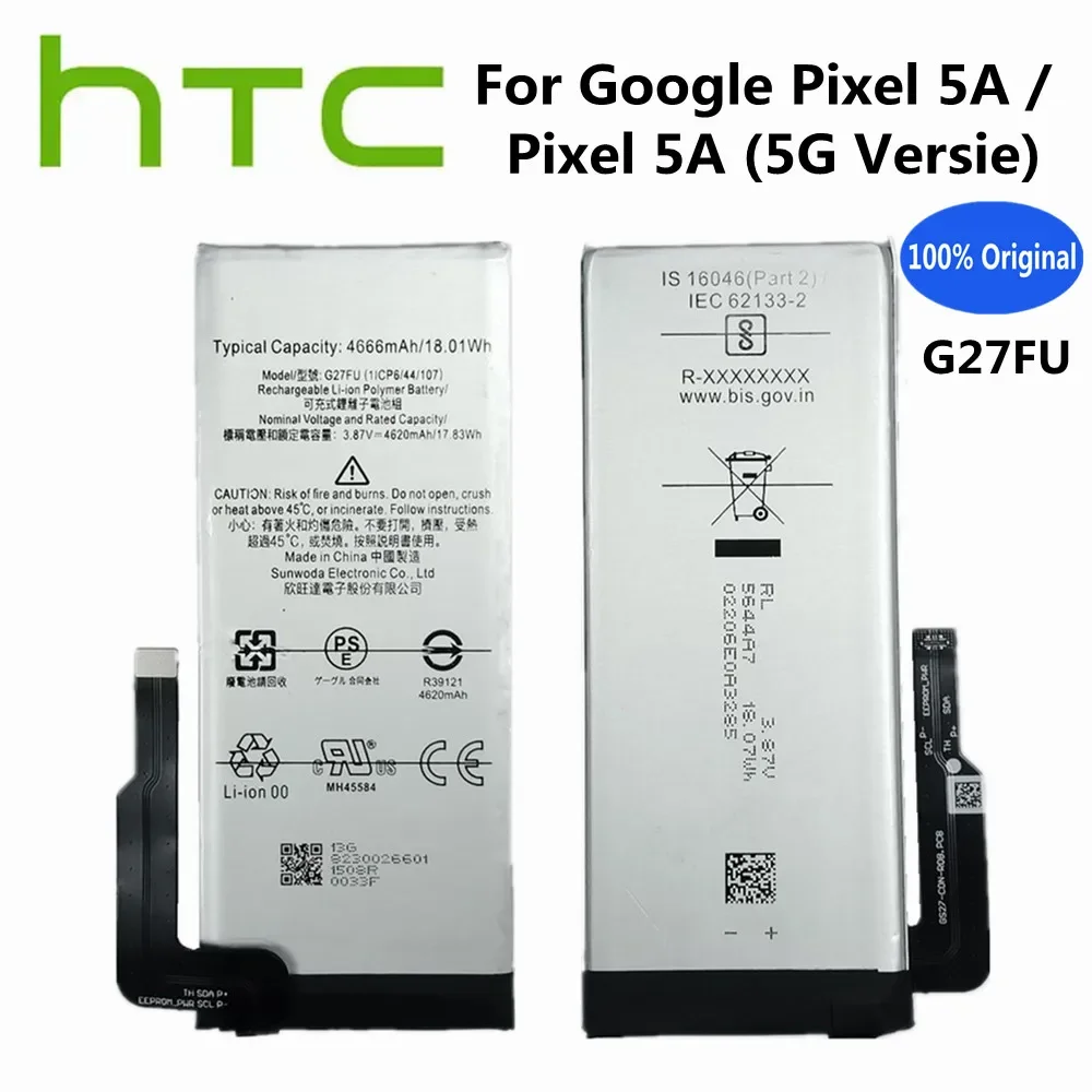 

100% оригинальный высококачественный аккумулятор G27FU для HTC Google Pixel5A Pixel 5A 5G версия 4620 мАч сменные батареи батарея