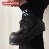 Handsome~Comfortable Dad Shoes Men Mickey Uphead Leather Shoes Thick Bottom Increased by 8CM Ugly Cute Black Warrior Bread Shoes 1