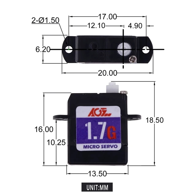 Ultra Nano Sub Micro Servo 1.7g für RC Segelflugzeug Auto Flugzeug Drohne  Robote