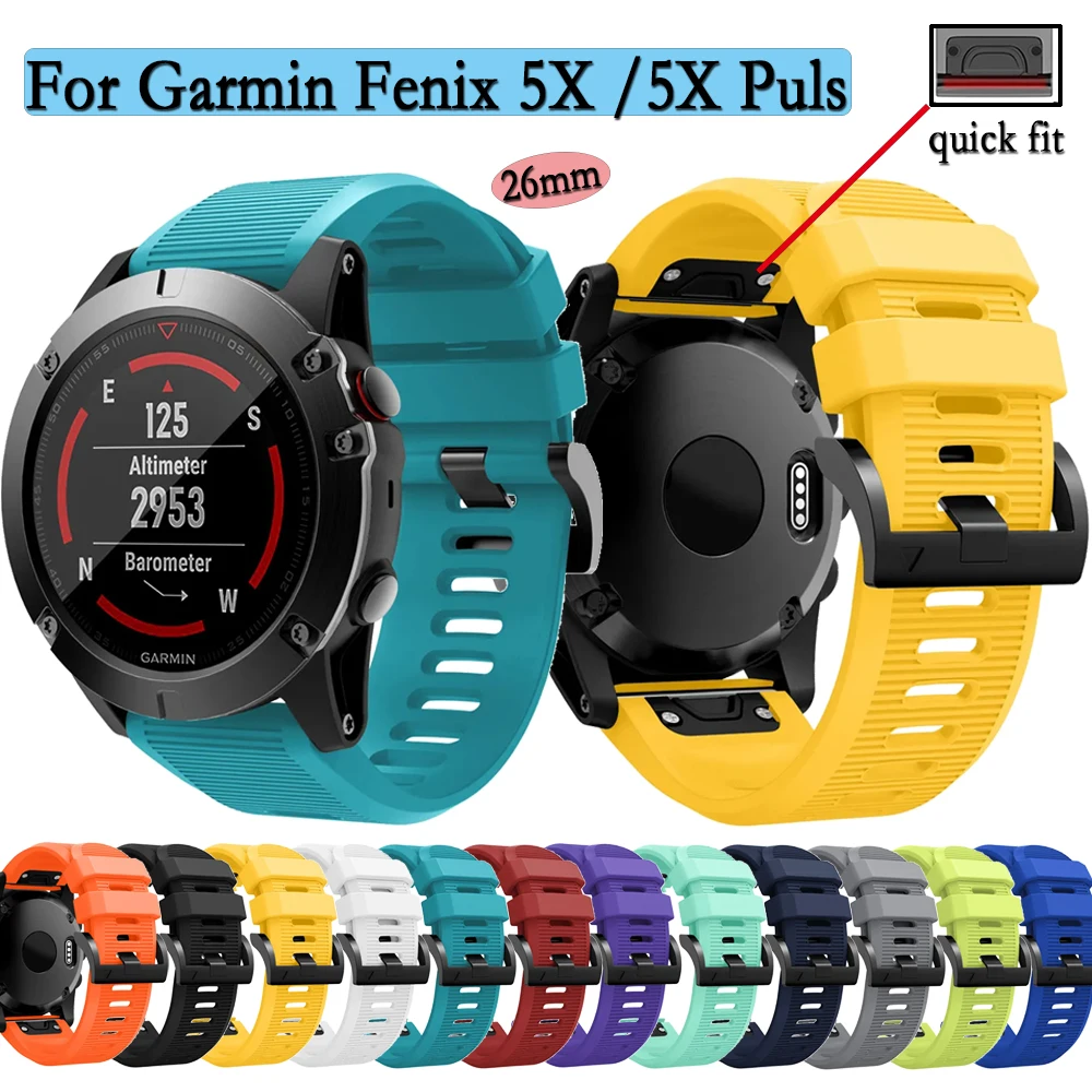 Cinturino Da 26Mm Per Cinturino In Silicone Garmin Fenix 7X/6X/5X Quick Fit Compatibile Per Garmin Descent Mk1/Mk2/Mk2I