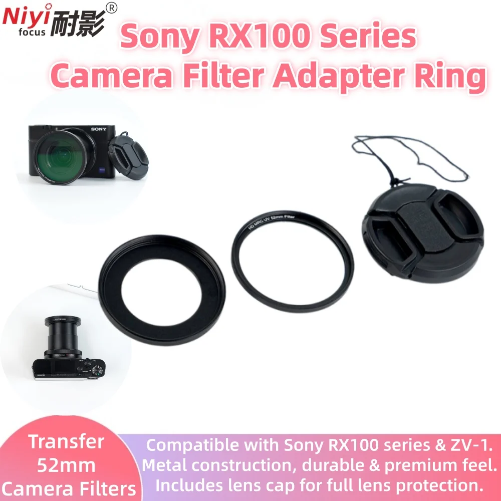 Sony Rx100 Filter Adapter 52mm Filter Adapter Ring Set with Lens Cap for Sony RX100 Series & ZV-1 ...