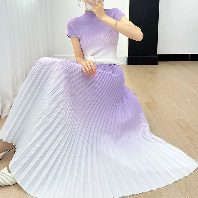 2023 Summer New Set Fashion Gradient T-shirt Half Skirt Two Piece Set 2 piece sets womens outfits elegant two sets of four rice paper albums blank calligraphy half cooked linen double layer thickened livres kitaplar