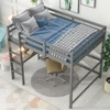 Full Loft Bed with Desk ,Shelves and Ladder, Grey 2