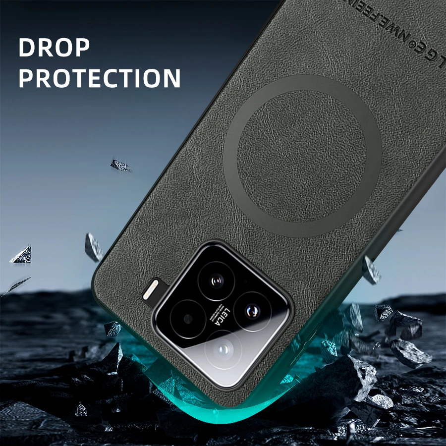 Luxury Leather Magnetic Phone Case with Magsafe Cover