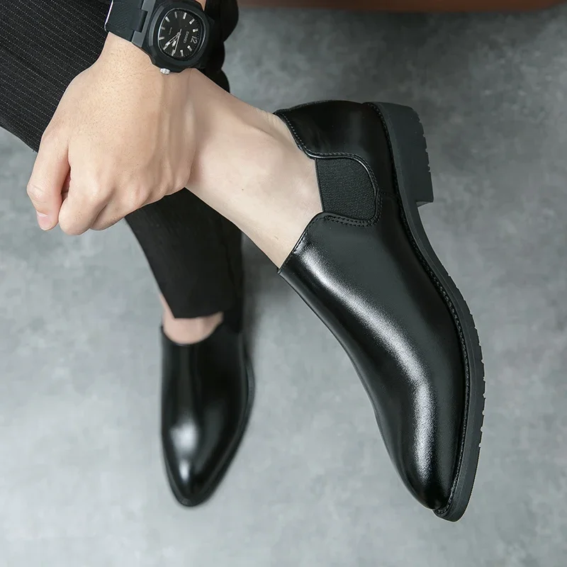 Men Business Leather Shoes Slip on Loafers for Man