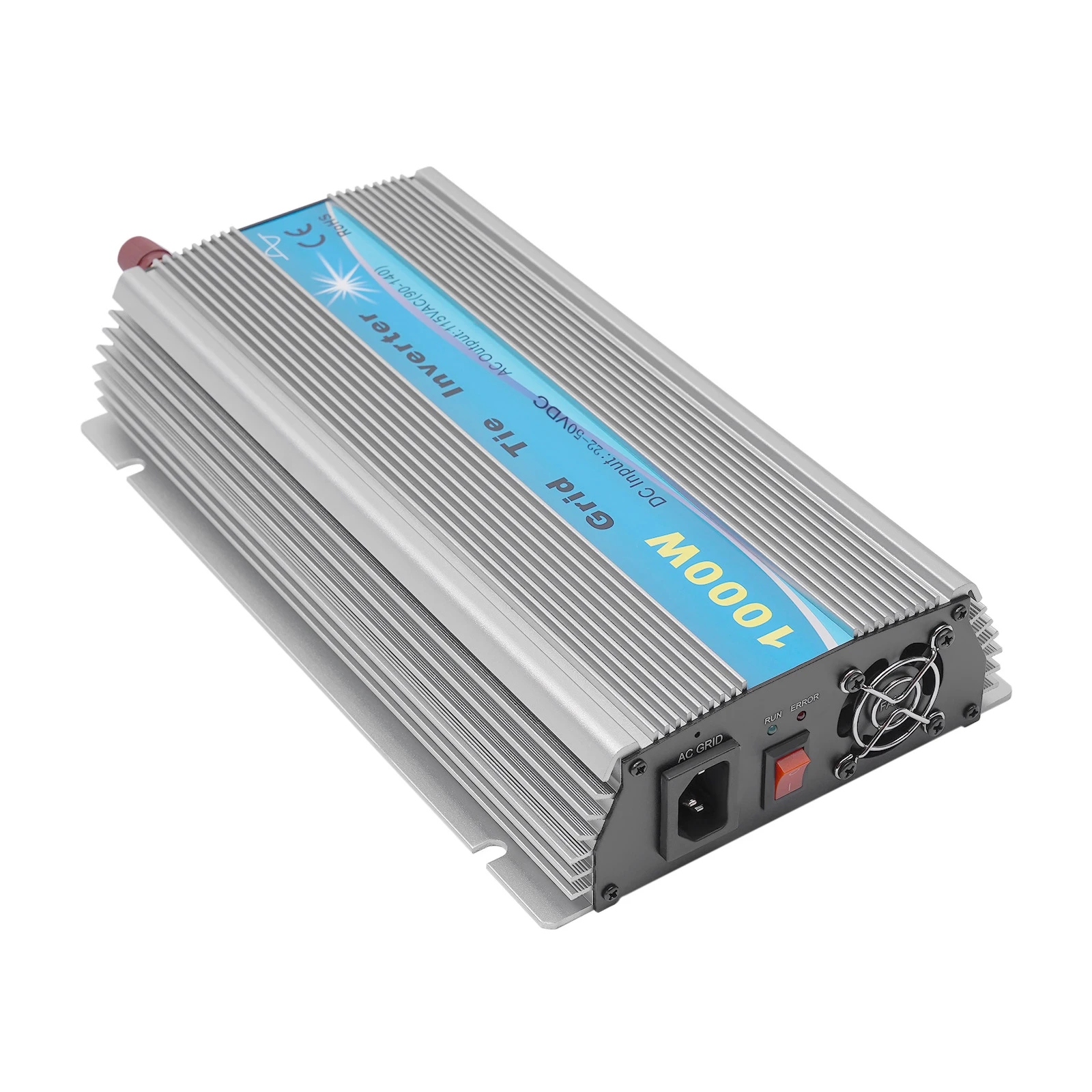 1000W Grid Tie Inverter MPPT Pure Sine Wave 22-50VDC Solar Input AC90-140V Output for 36V Solar Panel