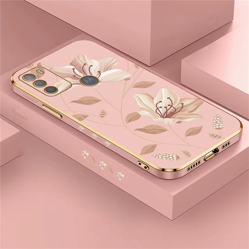 Floral Plating Silicone Phone Case Cover