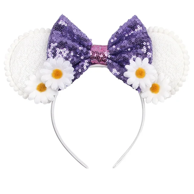 Disney Mickey Stitch Frozen Ears Headband Sequins Hair Bows Charactor For Women Festival Hairband Girls Hair Accessories Party 11