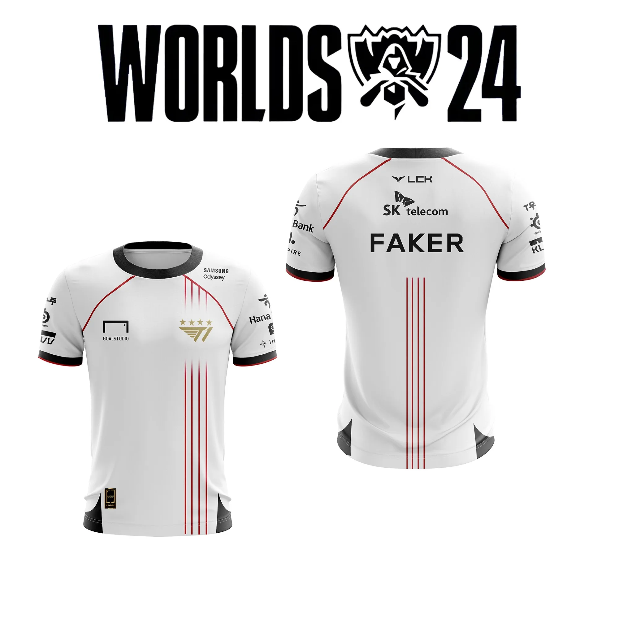 ウェア 2024 T1 Worlds Uniform Jersey Faker 2024 LCK Team T1 Uniform Jersey S14 Faker T-shirt World