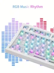 AJAZZ AK820 75% Layout Kabelgebundene Mechanische Gaming-Tastatur mit Lautstärkeregler, Südlich Gerichteter LED, PBT-Tastenkappen, Programmierbare RGB Hot-Swap-fähige Tastatur – Detail 5