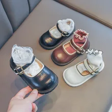 

Girls' Leather Shoes 2022 Spring and Autumn New Square Toe Solid Mary Janes Korean Kids Performance Shoes Soft Japanese Style PU