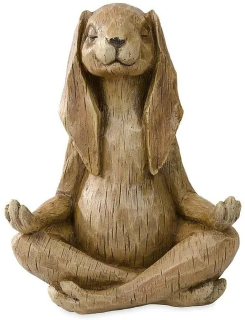 Sculpture animale Zen de méditation, bouddhisme, geste de Yoga, Statue de lapin, fontaine de bonsaï, ornement décontracté, décor de jardin pour salon 2