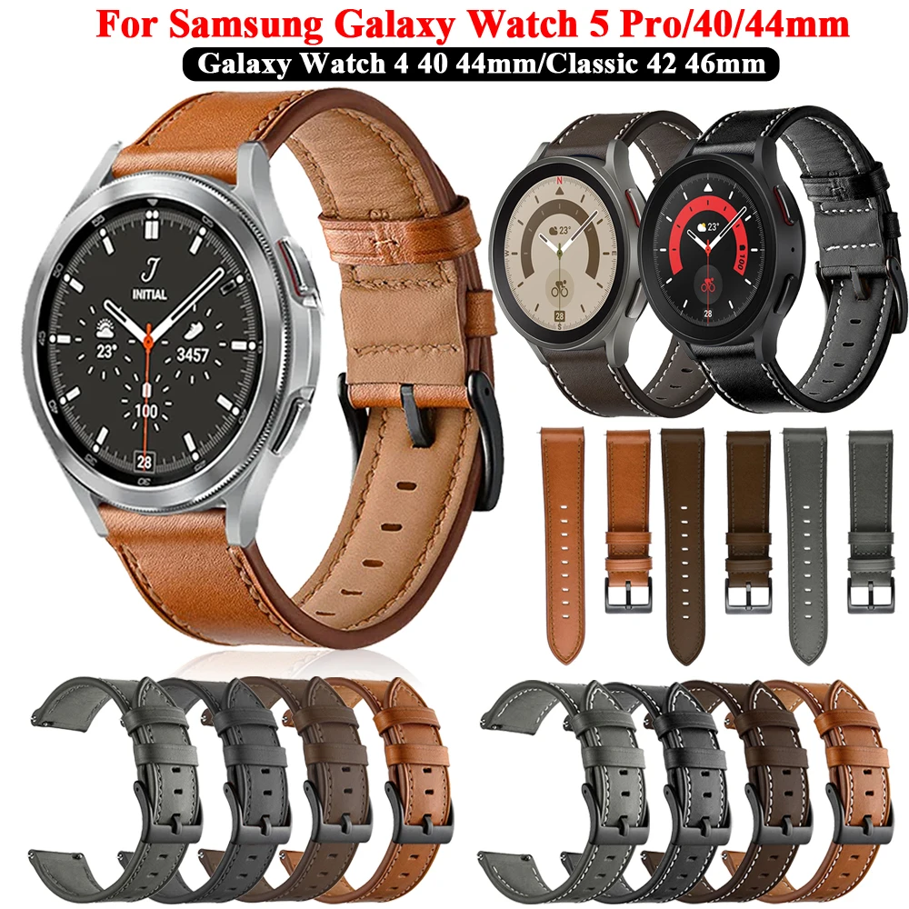 

20mm Smart Strap For Samsung Galaxy Watch 6/5 4 44 40mm/Classic 46 42mm 43 47mm Wristband Leather Bracelet Watch 5 Pro 45mm Band