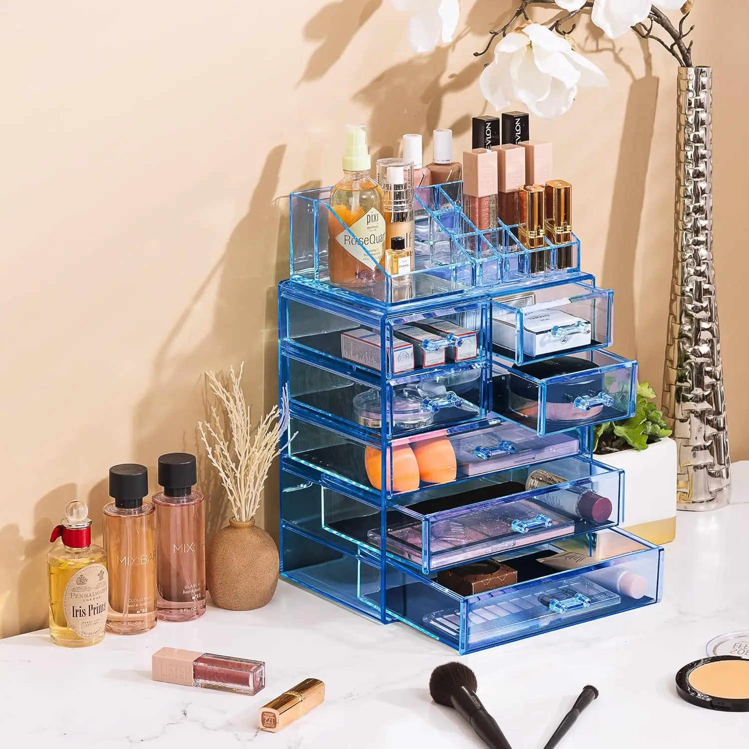 Clear Cosmetic Makeup Organizer - Make Up & Jewelry Storage, Case & Display - Spacious Design 5