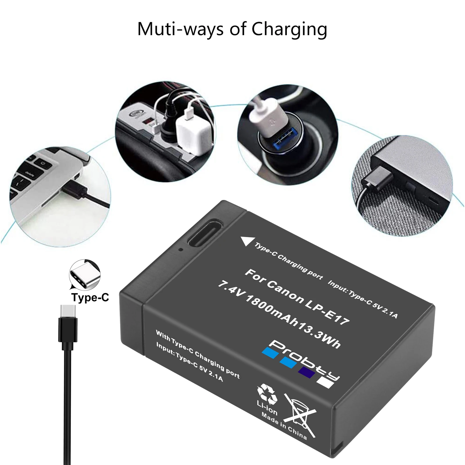 tipo de Bateria 1800mah Lp-e17 Lpe17-c Carregamento para Canon Eos m3 m6 T6i T6s 750d 760d 200d 800d 8000d Beijo X8i Câmera - Image 4