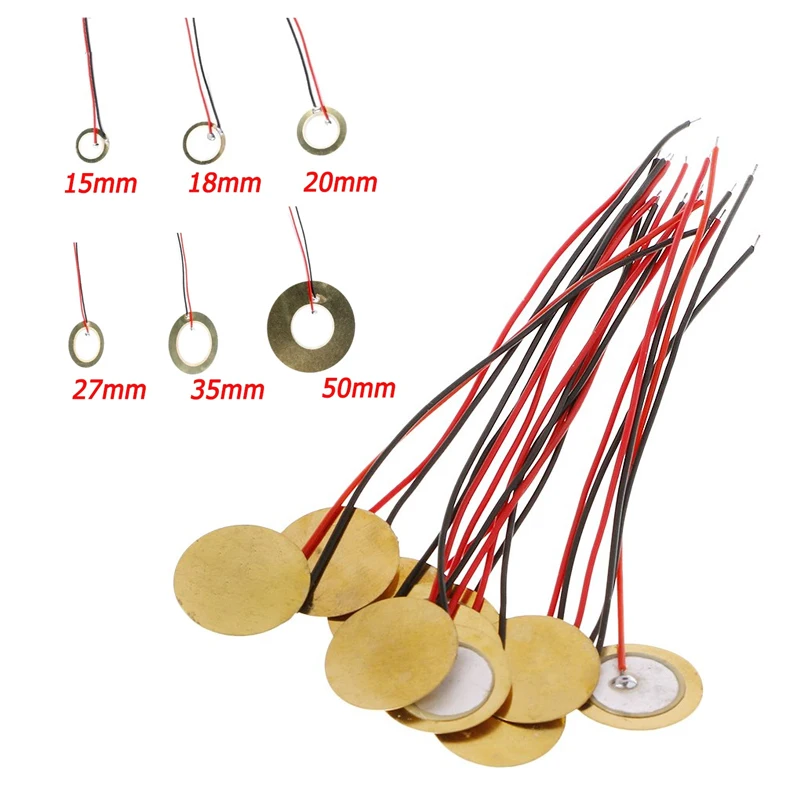 10/20PCSPiezoelectricCeramicWaferPlatesPiezoDiameter12-50MMwithWireforBuzzerLoudspeakerElectronicComponentsKit-AliExpress502
