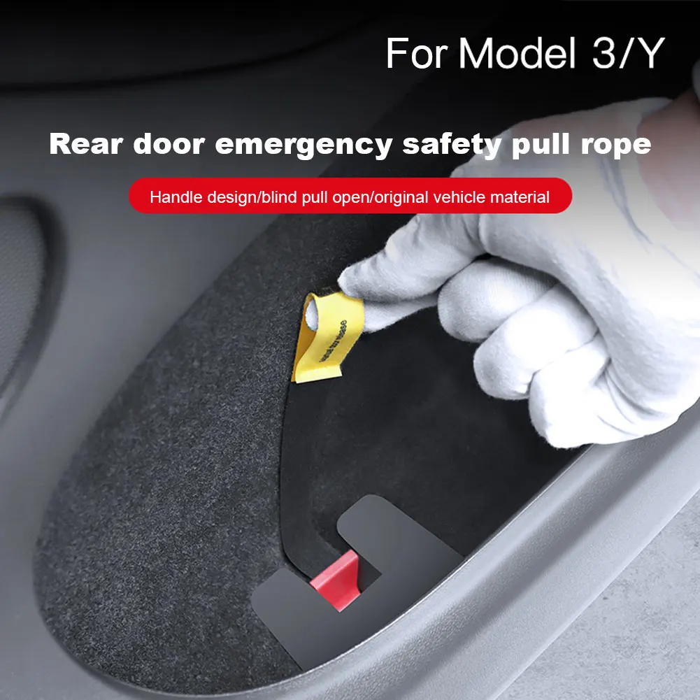 For Tesla Model Y Rear Door Mechanical Switch Handle Emergency Puller Button Car Organizer Accessories Manual Door Release