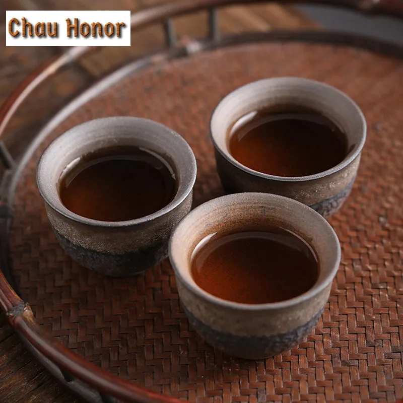 Retro Kiln Change Ceramics Master Cup Handmade Coarse Pottery Teacup Tasting Mug Tea Bowl Meditation Cup Tea Ceremony Drinkware