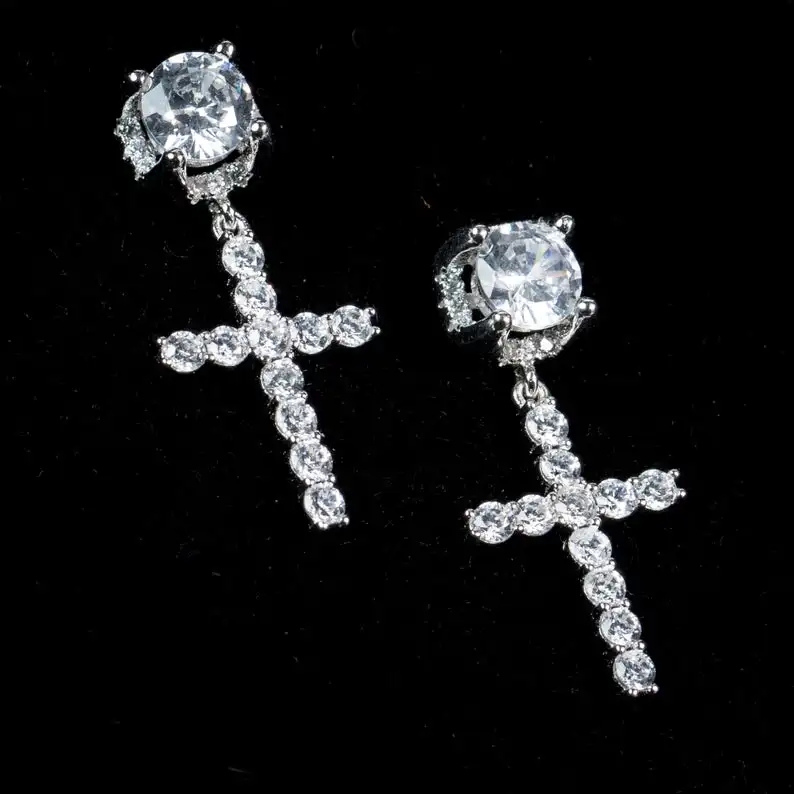 Update 134+ white gold cross earrings studs super hot seven.edu.vn