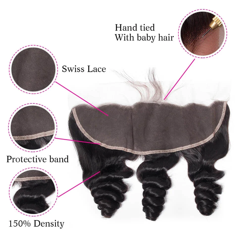 Loose Wave Lace Frontal Free/Middle/Three Part 13x4 Lace Frontal Human Hair 1piece Brazilian Remy Human Hair