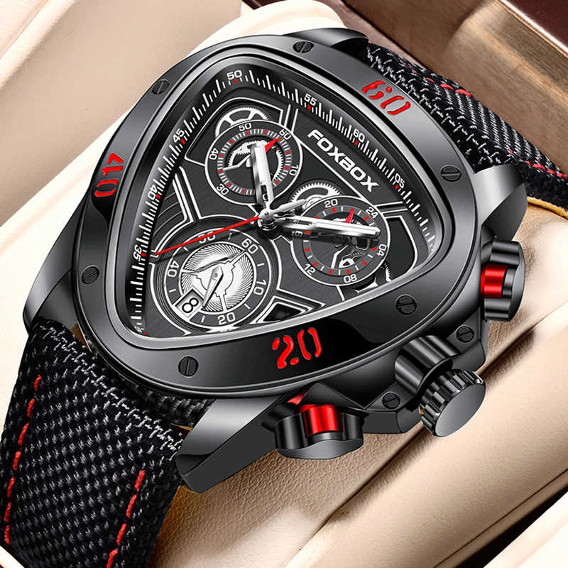 

LIGE Fashion Leather Watch Men FOXBOX Luxury Top Brand Sport Quartz Watches Waterproof Chronograph Wristwatch Relogio Masculino