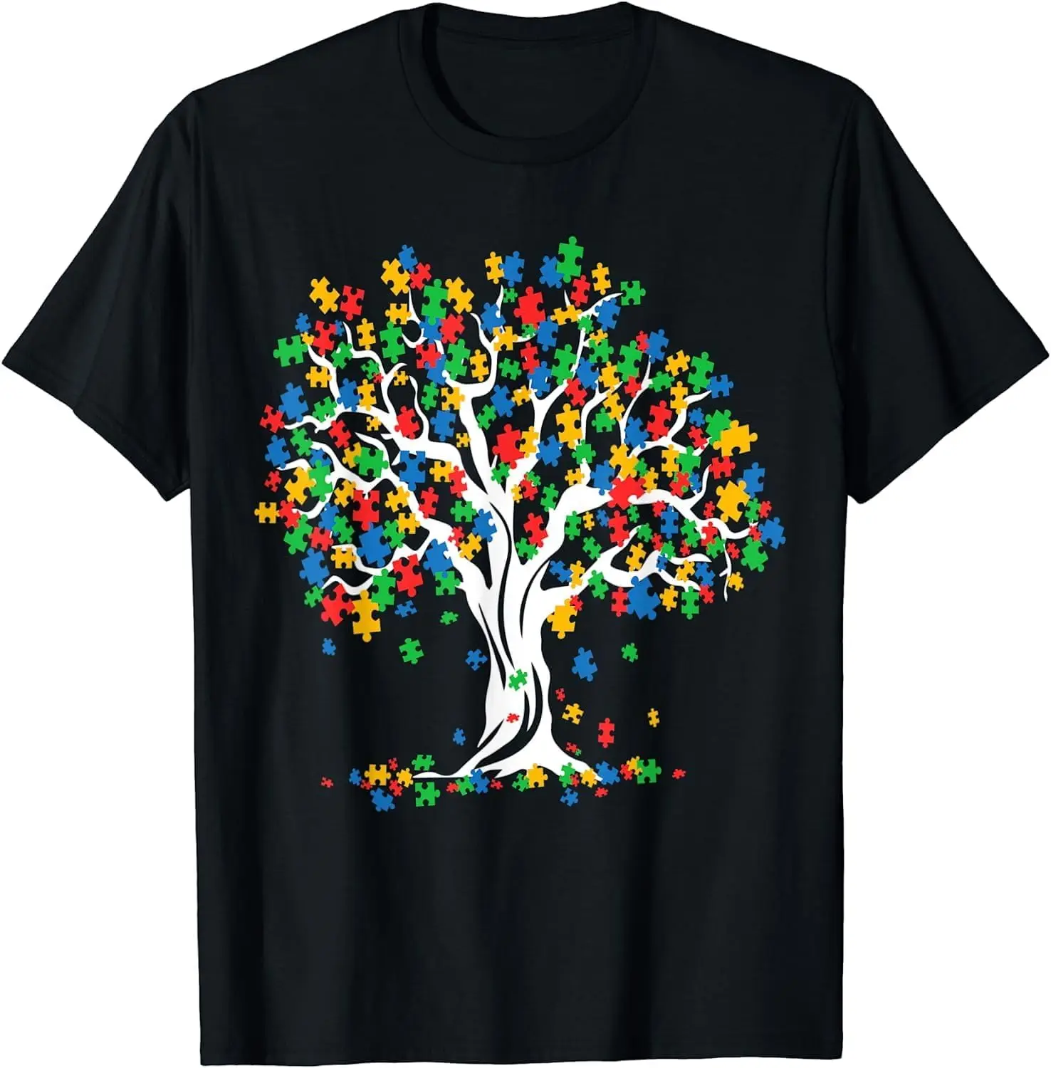 

Tree of Life Autism Awareness Graphic Tee， Crew Neck Casual T Shirts Premium Polyester Breathable Tee Shirt