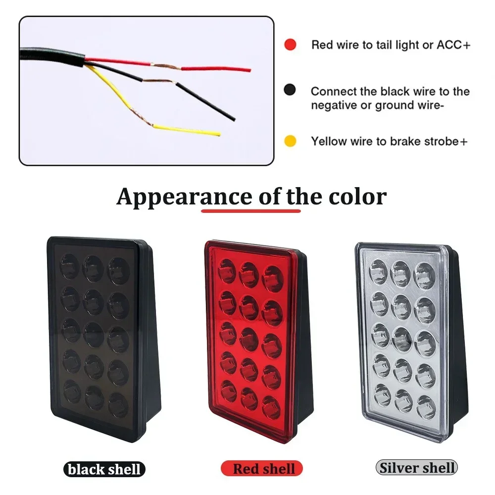 F1 Style Led Brake Pilot Lights 12V 15led Rear Tail Lights Auto Flash Warning Reverse Stop Safety Signal Lamps Car SUV Moto