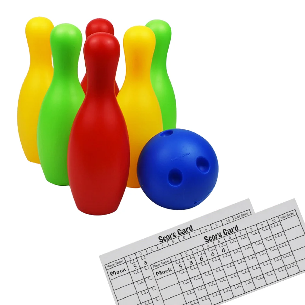 

Bowling, 19cm Bowling Set for Children Game ( 1pcs, 6pcs Bottles, 2pcs Scorecard )