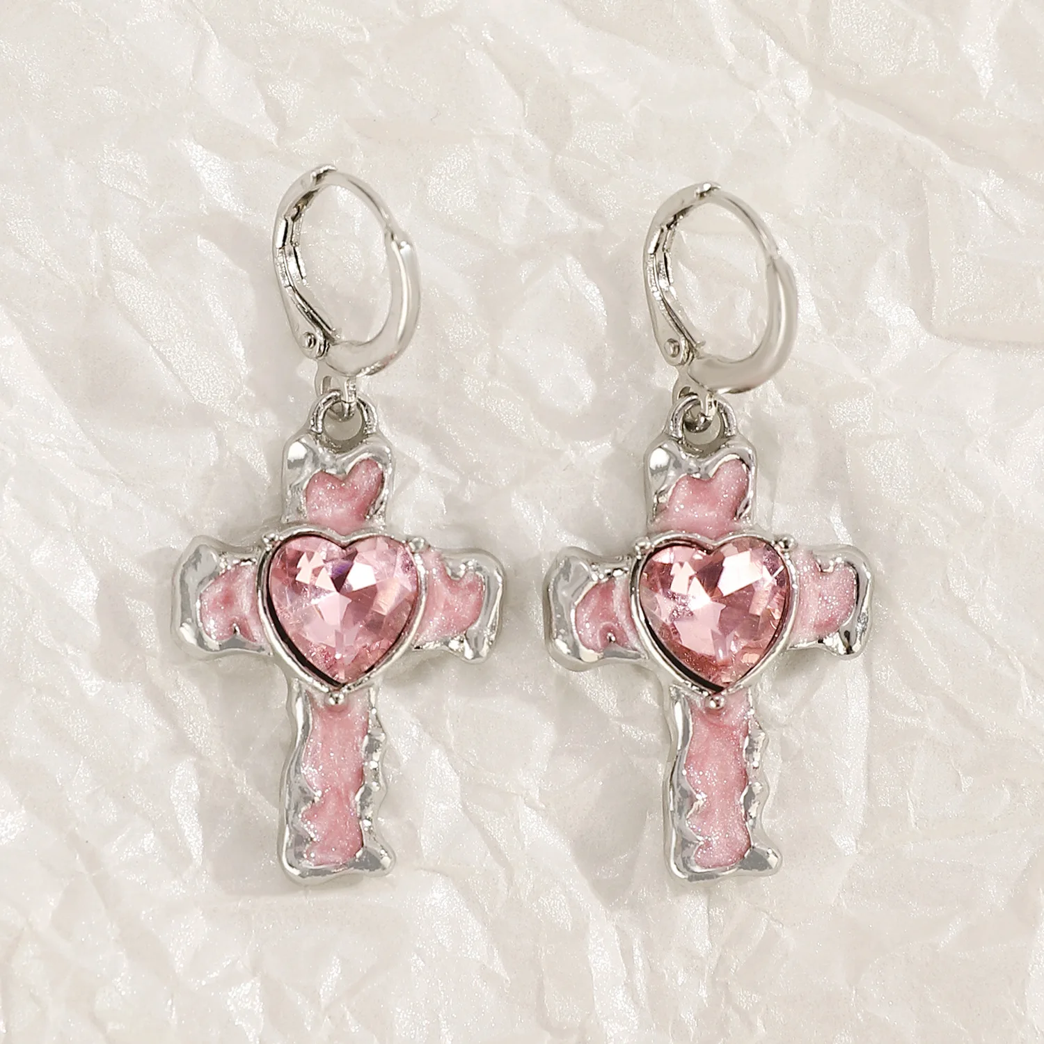 Goth Vintage süße Schleife rosa Erdbeere Herz Stern Anhänger Ohrringe Egirl Gothic 2000er Jahre Y2K EMO Rave Schmuck Szene Zubehör – Detail 2