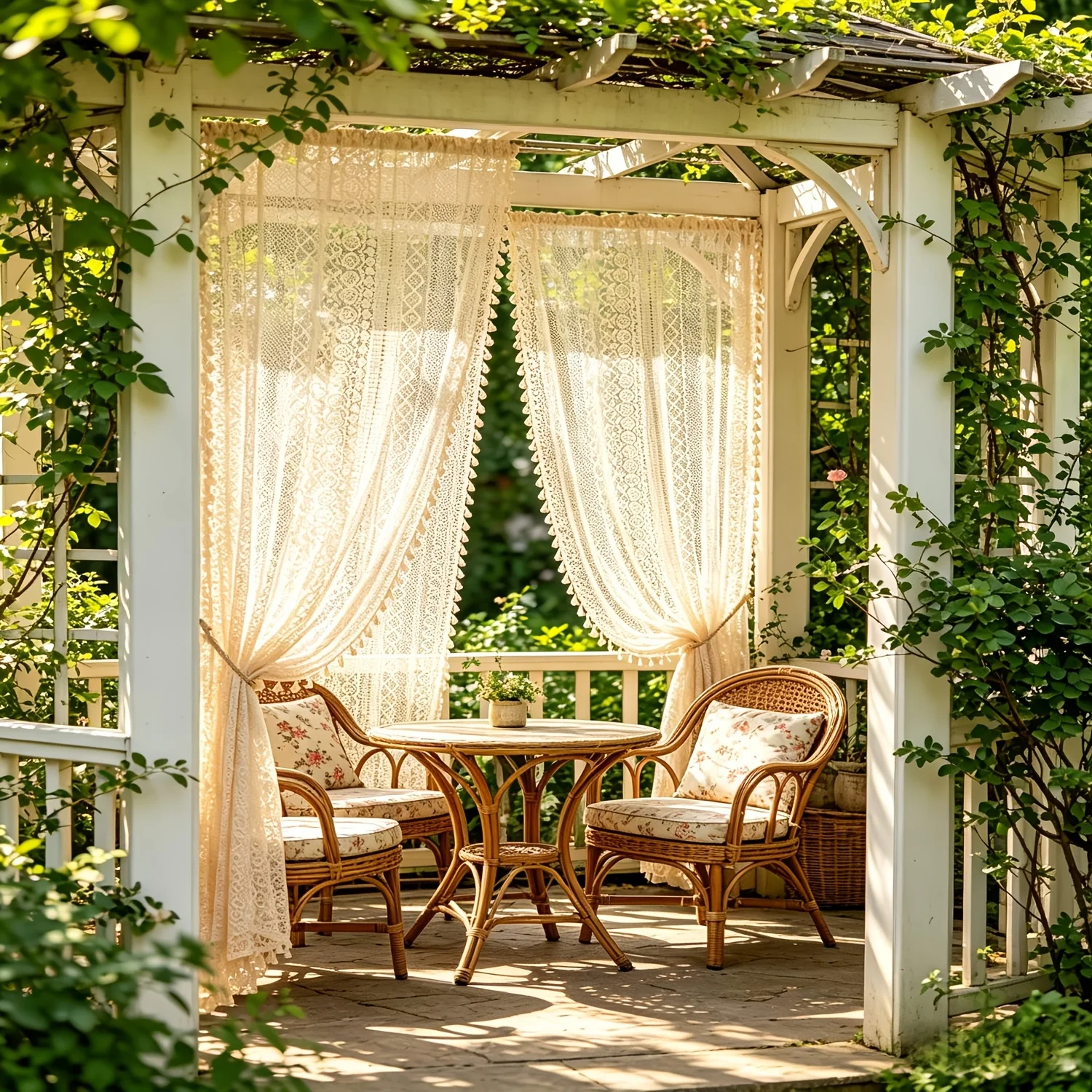 1 rideau de pavillon de jardin style bohème, rideau transparent en dentelle avec franges, rideau de porte de cour vintage, décoration de fenêtre de balcon extérieur 1