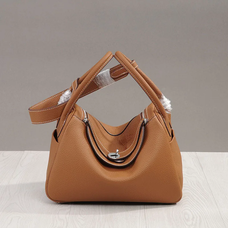 Real Leather Pillow Handbags Tote Bag for Women Designers Luxury Golden Lock Soft Cow Genuine Leather Classic Shoulder Crossbody
