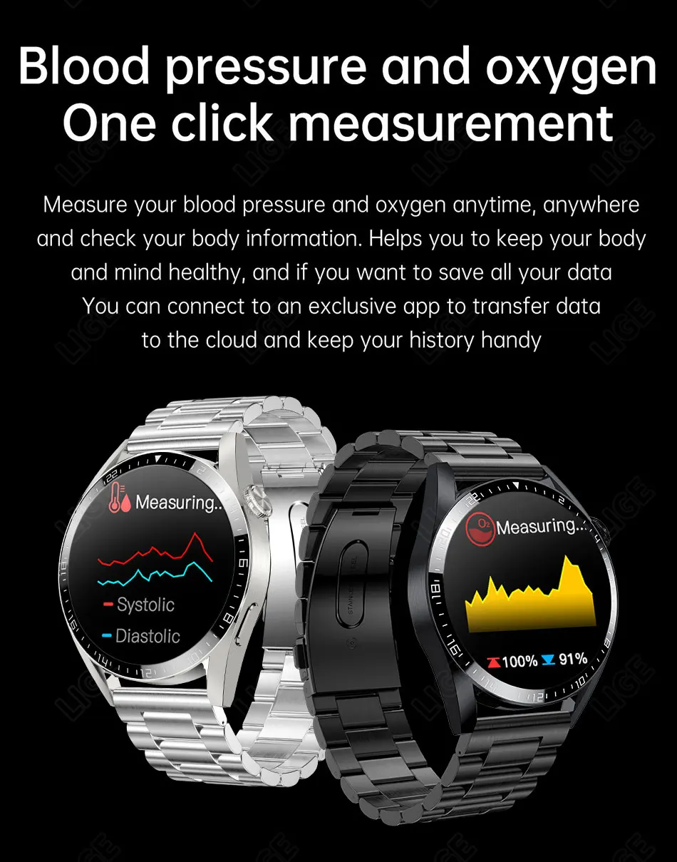 LIGE Bluetooth Calls Smart Watch Men Dialing Receive Phone Calls Sports Pedometer Calorie Consumption Smartwatch Man Bracelet