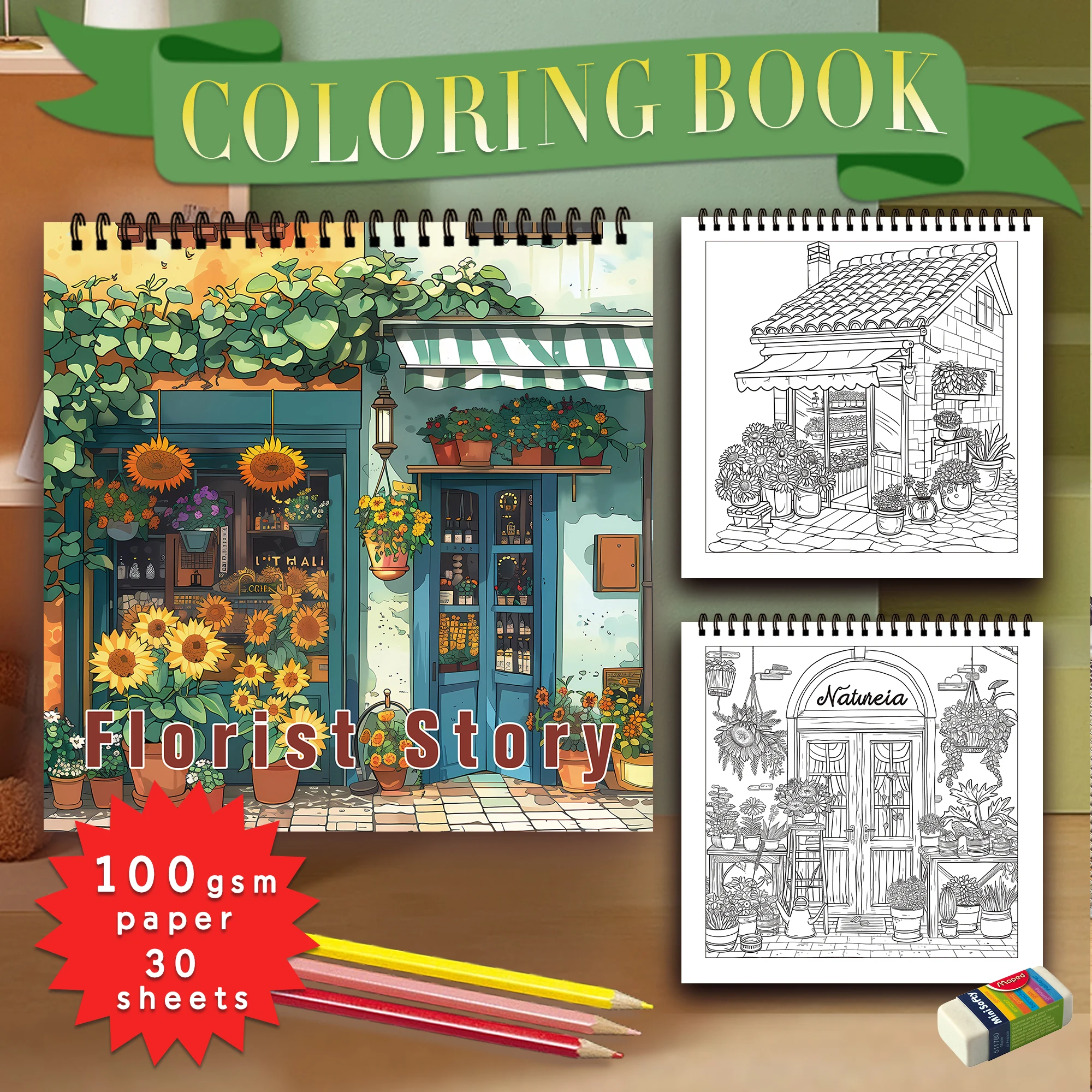 1pc, Teen Colouring Book - 30 Sheets 8.3x 8.3in Suitable for Stress Reduction, Emotional Relaxation, Christmas Halloween 5