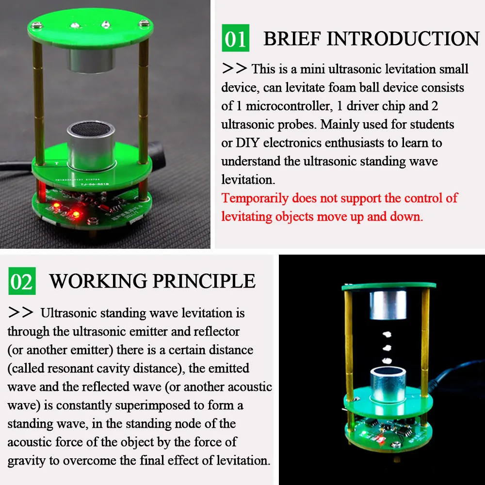 DIY Soldering Project Ultrasonic Suspension Acoustic Suspension Electronic Kit Mini Acoustic Levitator 12V Practice Solder
