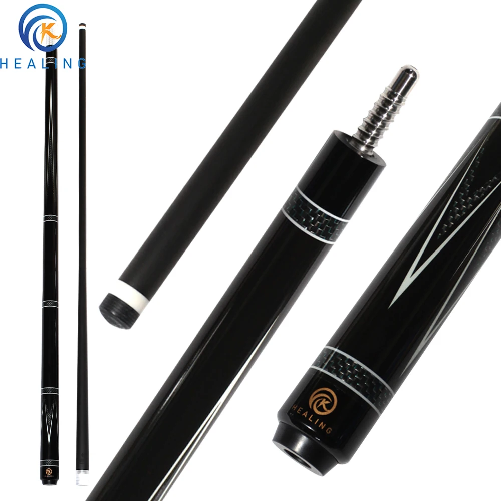 카본 파이버 당구 큐 12mm 팁, 1474mm 레이디얼 조인트 프로페셔널 블랙 테크놀로지 저탄성 카본 파이버 큐 스틱