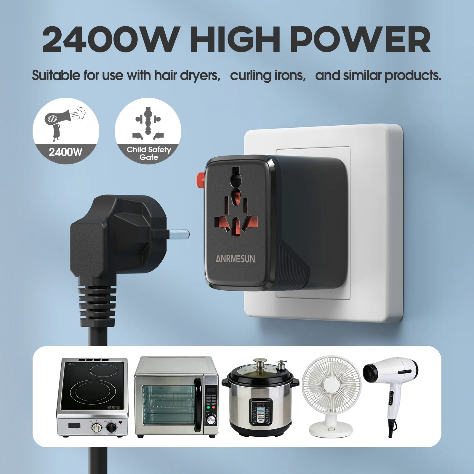 รูปสินค้า อะแดปเตอร์ชาร์จไฟ Type-C 2 ช่อง ชาร์จเร็ว รองรับหลายประเทศ