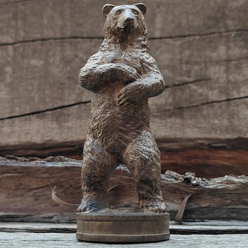 Rustic Wooden Bear Ornament - Hand-Carved Natural Design