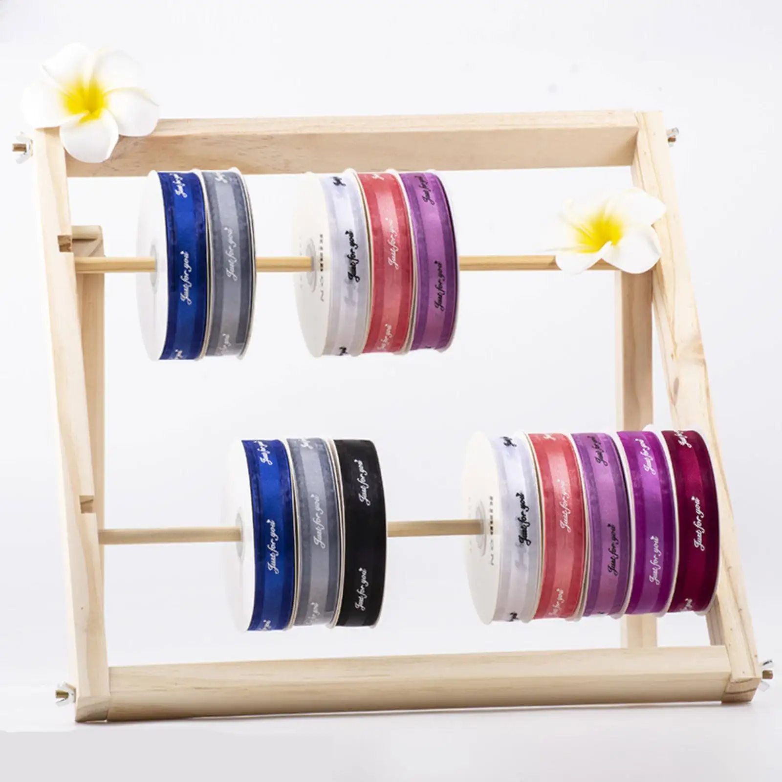 Wooden 2Tier Ribbon Spool Rack Embroidery Sewing Thread Holder Tabletop Spool Sewing Thread Organizer Holder Storage Accessoy