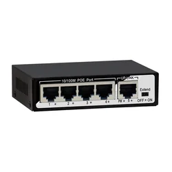 Conmutador Poe estándar de 5 puertos, 100m, 4 puertos de alimentación, 250m, monitoreo remoto, AP, VLAN privada