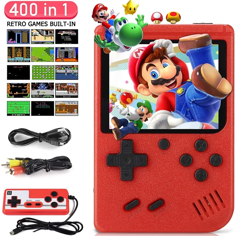 Handheld Game Console Built-in 400 Retro Games with Portable Case 3.0 LCD Screen Video Game Player AV Output Kids Christmas Gift
